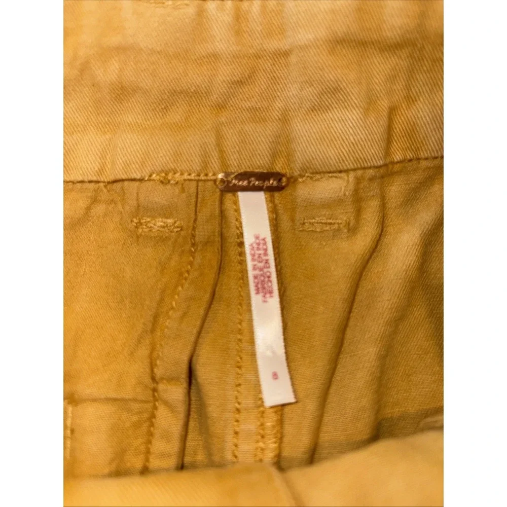 Free People Cotton Mini Skirt Womens 8 Pleated Indie Boho Retro Academia Mustard